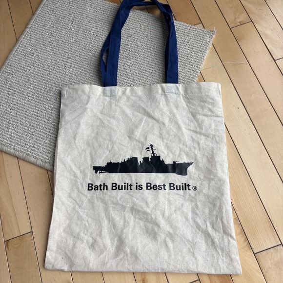 Bath Iron Works General Dynamics Cotton Tote Bag BIW Bath Built is Best Built